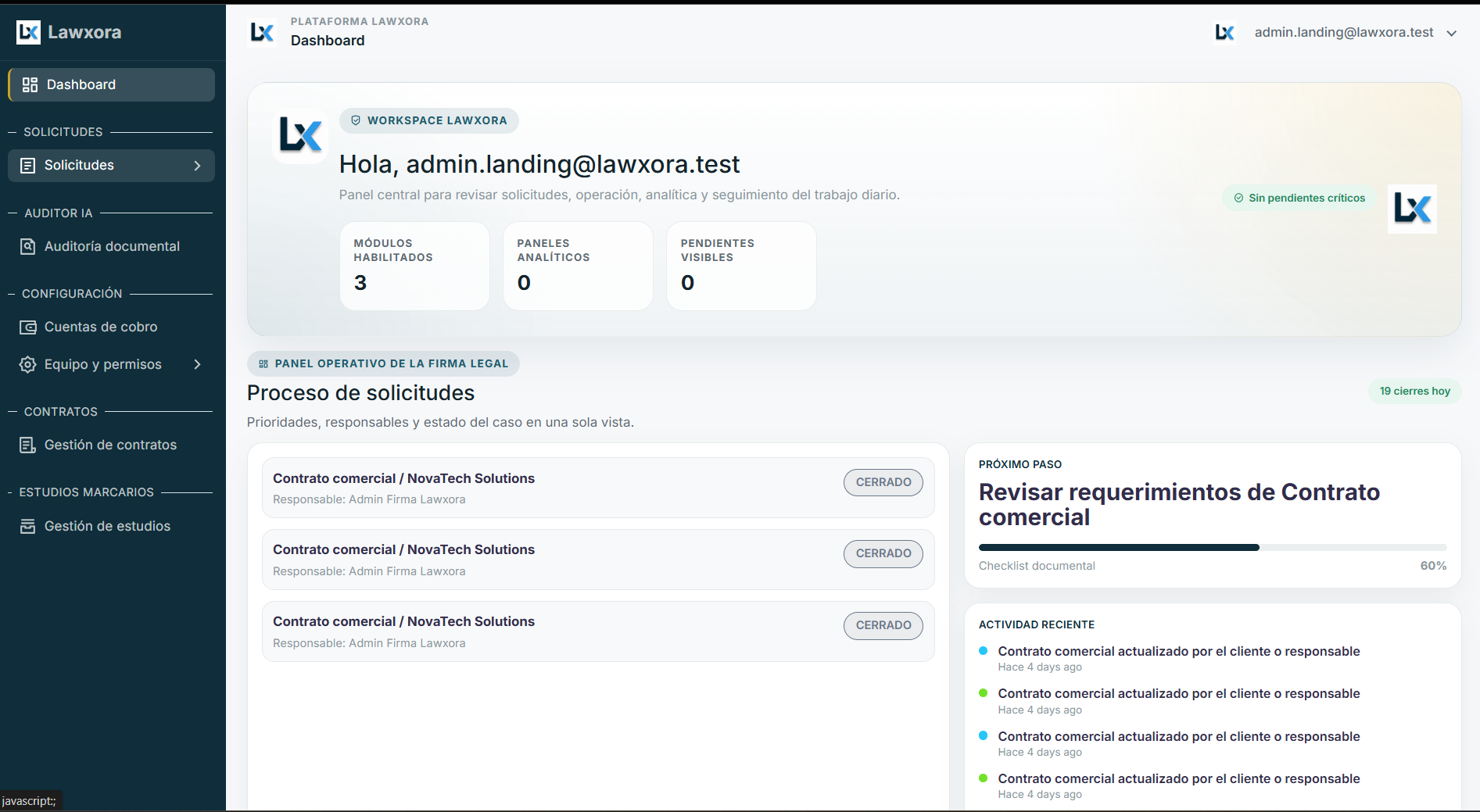 Dashboard central de trazabilidad de procesos legales